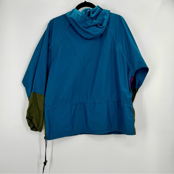 Vintage 80s L.L. Bean Anorak 1/2 Zip Retro Aztec Windbreaker Teal Rain Jacket L - Picture 4 of 8